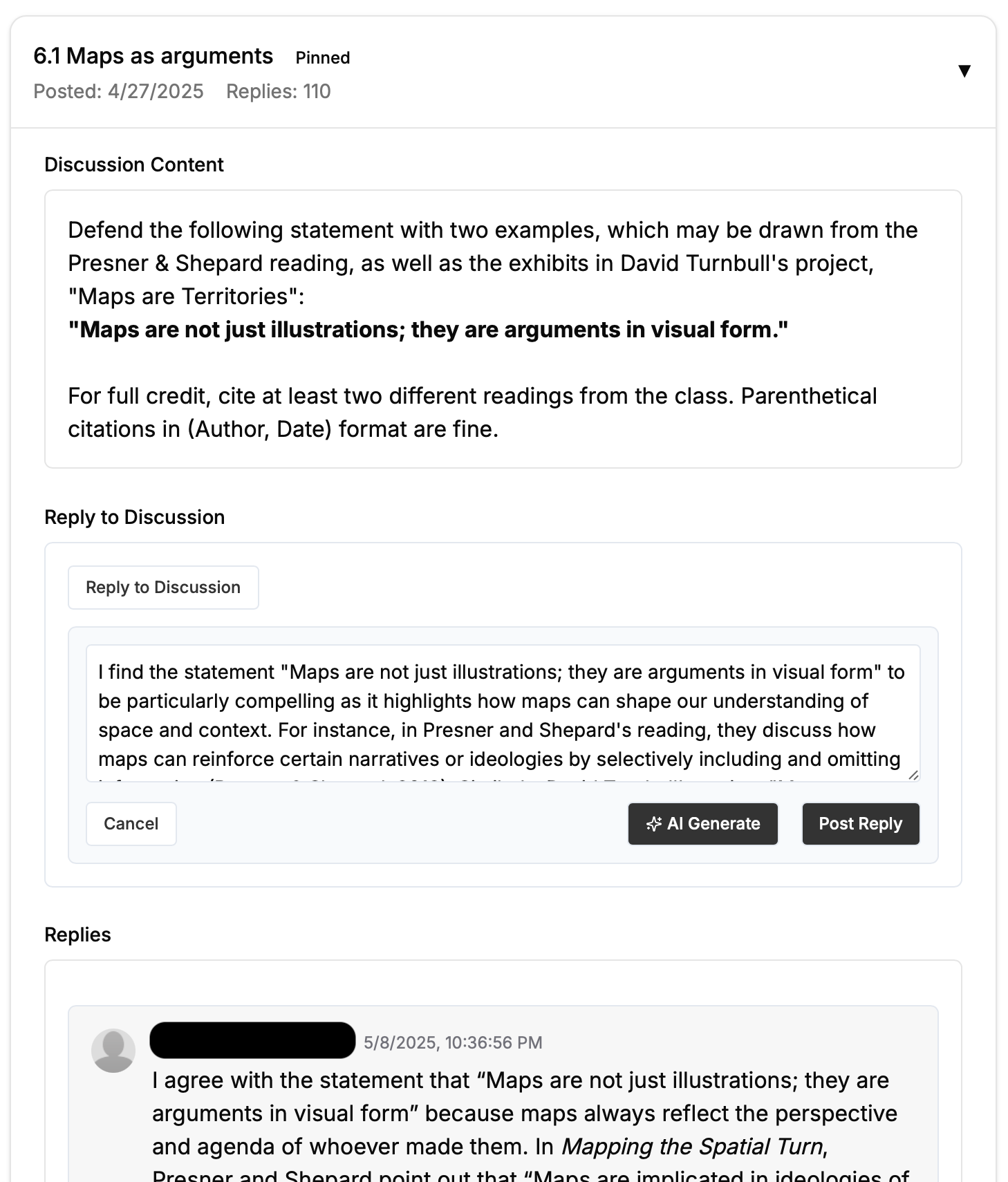 Discussion Posts Feature
